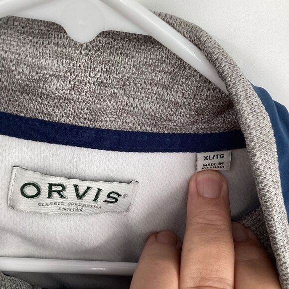 Mens Orvis Bonded Mesh Hybrid 1/4 zip pullover Gray/navy XL‎ - Picture 4 of 8